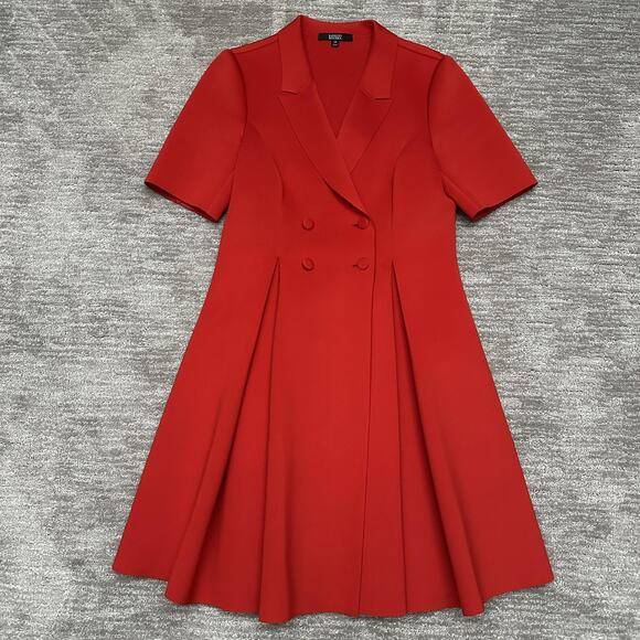 Badgley Mischka Dresses & Skirts - Badgley Mischka Dress Womens 16 Red Fit & Flare Jacket Pleated Short Sleeve